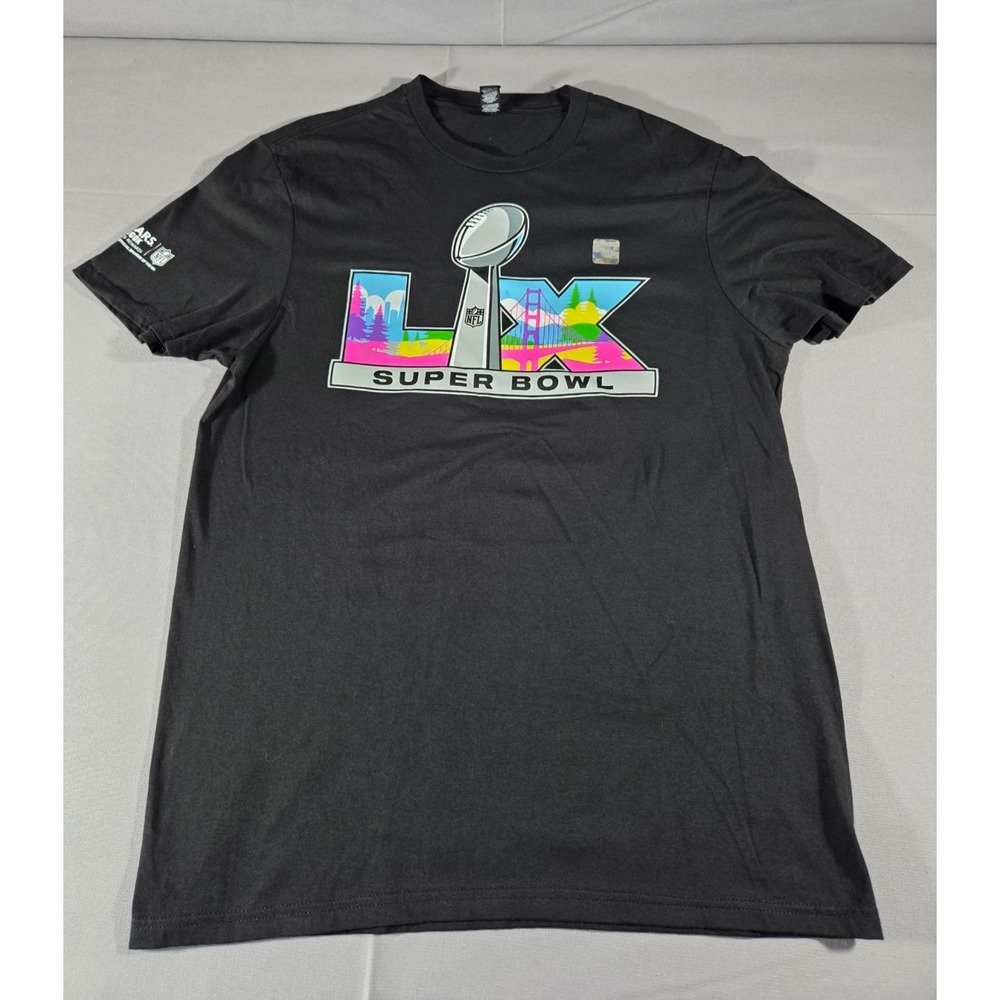 District Super Bowl Shirt Mens Large Black Gray LX 60 NFL Playoffs 2026 Caesars